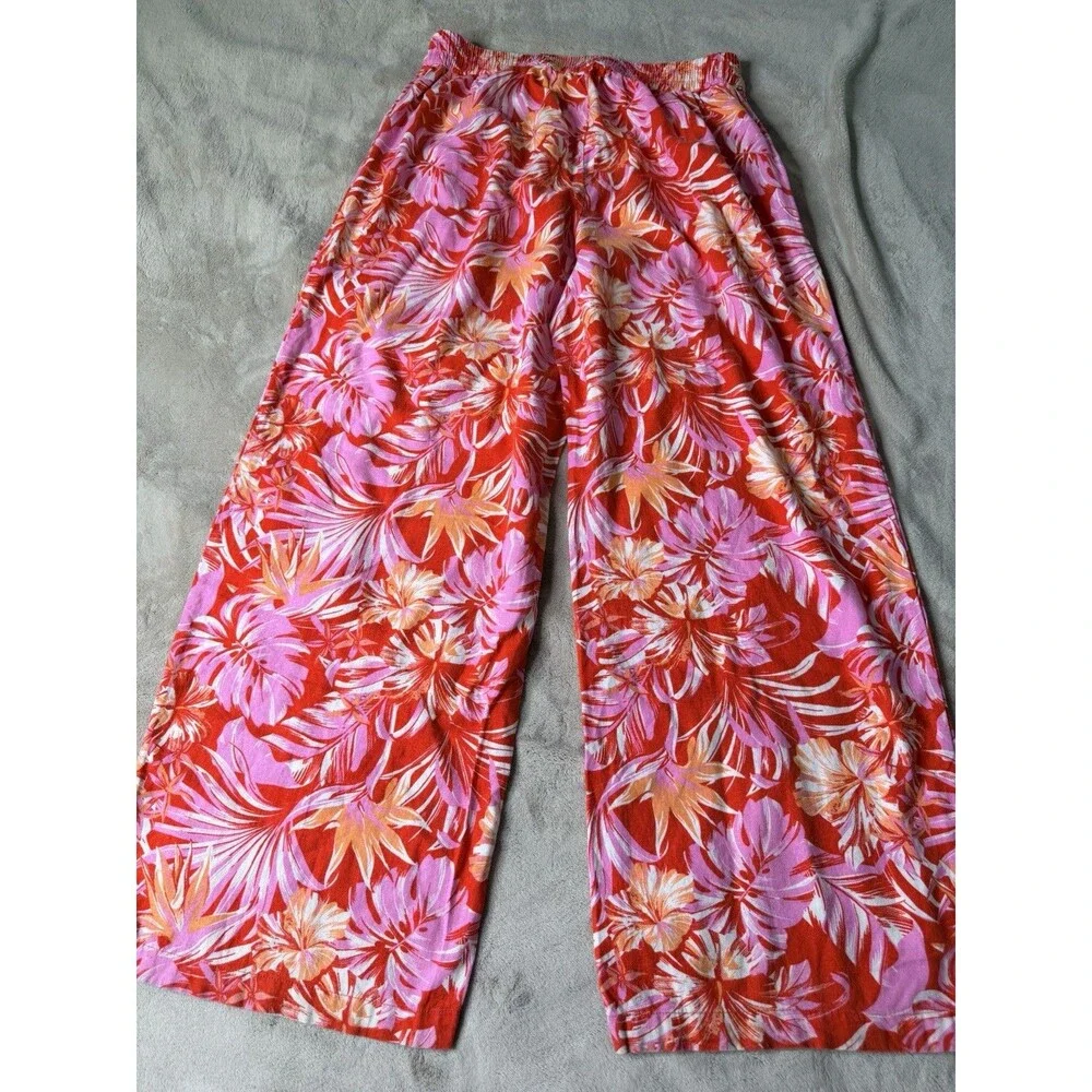 Marc New York Andrew Marc Tropical Floral Pull On Wide Leg Pants M - Picture 4 of 15